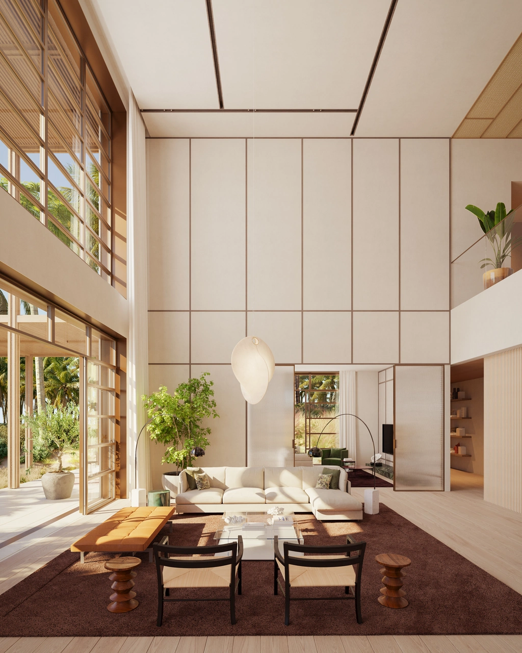 Two distinct interior palettes, each thoughtfully curated