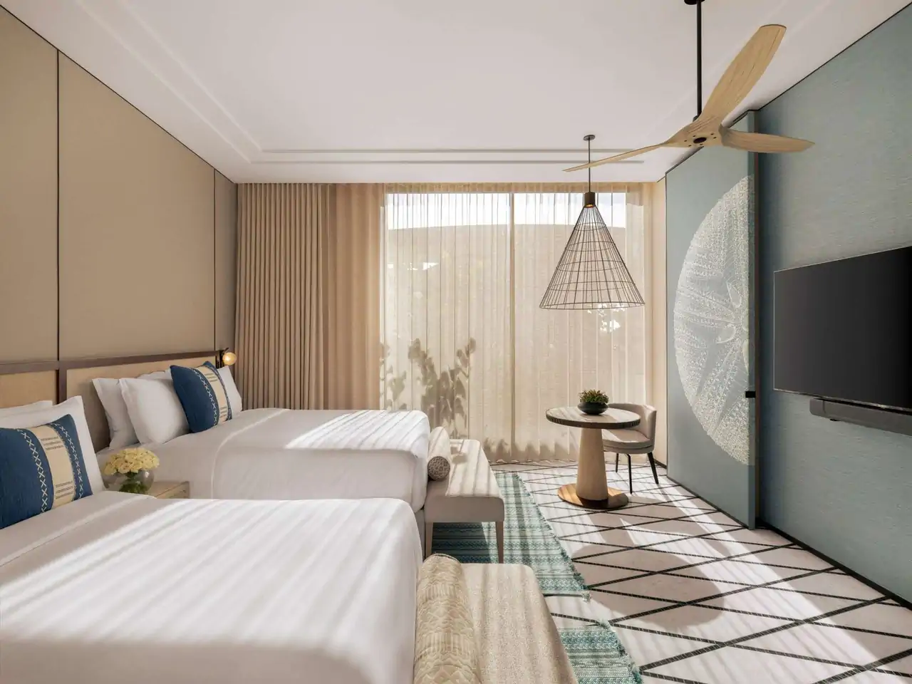 جناح بغرفتي نوم بإطلالة على البحر من معالم المنتجع